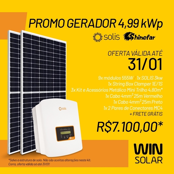 imagem de GERADOR WIN SHINEFAR & SOLIS - 5,00 KWP - CHAPA METÁLICA